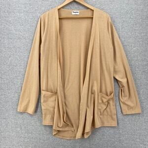 Town Cat Cardigan Womens Large Beige Open Lightweight Pockets